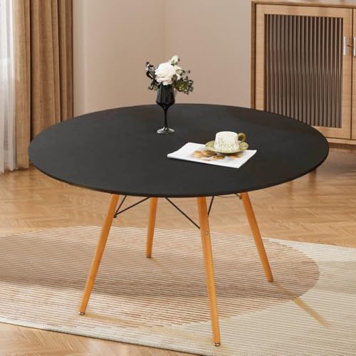 Runde Tischdecke mit elastischem Stretch- und wendbarem wasserdichtem Material, schmutzabweisend für einfache Reinigung und sicheren Sitz auf runden Tischen (70 cm) von wenyouya