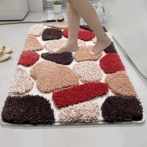 Rutschfester Badläufer aus Plüsch-Baumwolle, für Badezimmer, maschinenwaschbar, Mikrofaser-Teppich bietet lang anhaltende Weichheit und sichere Platzierung auf verschiedenen Böden (lila) von wenyouya