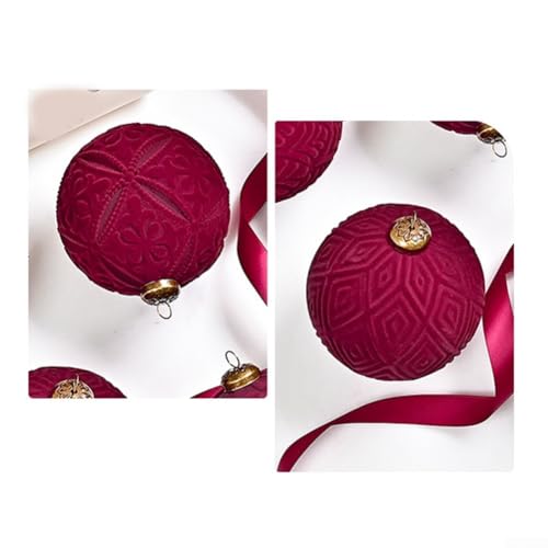 Samt-Weihnachtskugeln, 9 Stück, 10 cm, hängende Ornamente für festliche Baum- und Heimdekoration, geeignet für saisonale Feiern und Displays (weinrot) von wenyouya