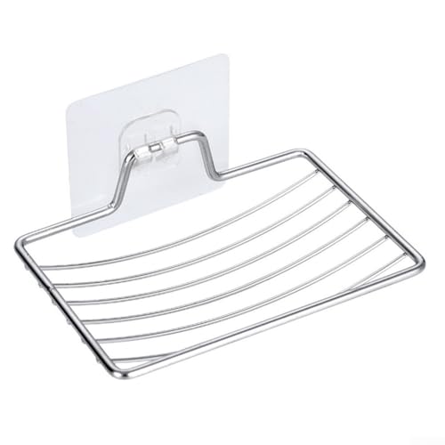 Seifenhalter für Badezimmer und Küche, Wandmontage, Edelstahl, mit Wasserablaufnetz für Ordnung und hygienische Aufbewahrung (Silber 2) von wenyouya