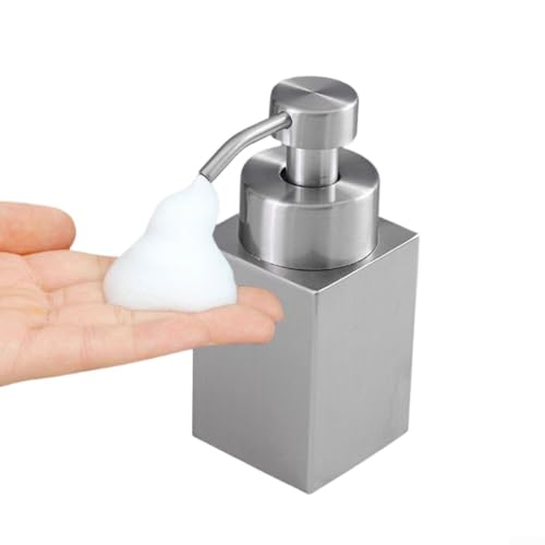 Seifenspender aus Edelstahl mit Handpumpe für Bad und Küche, nachfüllbare 200-ml-Flasche für Flüssigseife (Silber) von wenyouya