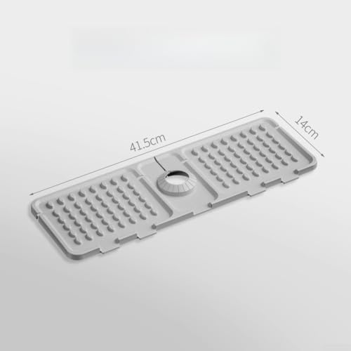 Silikon-Wasserhahn-Ablaufpolster, faltbar, spritzwassergeschützt, wasserdichte Matte mit Anti-Rutsch-Streifen und effizienter Wasserablaufneigung für Küchenspüle und Rohrinstallation (grau) von wenyouya
