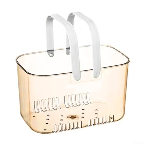 Transparenter Duschkorb mit Ablauf für das Badezimmer Organisation von Toilettenartikeln und Körperpflegeartikeln mit praktischem Griff (orange) von wenyouya