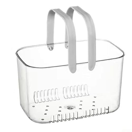 Transparenter Duschkorb mit Ablauf für das Badezimmer Organisation von Toilettenartikeln und Körperpflegeartikeln mit praktischem Griff (weiß) von wenyouya