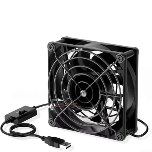 USB-Ventilator mit einstellbarer Geschwindigkeit für PC und Router, 3 Windgeschwindigkeitseinstellungen mit stabilem Luftstrom (80 mm) von wenyouya