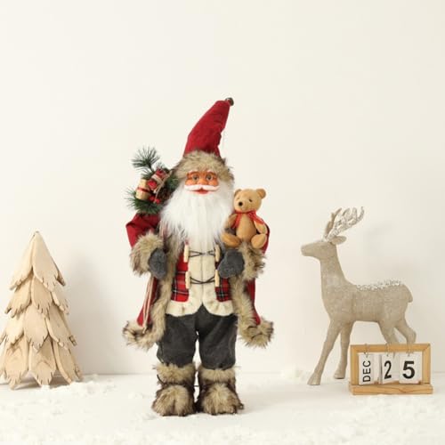Weihnachtsmann-Dekofigur mit klassischem Urlaubsstil, hergestellt aus Kunststoff und Stoff, 28,9 cm hoch, zur Verschönerung von Wohnzimmer- und Essbereich-Dekorationen (1) von wenyouya