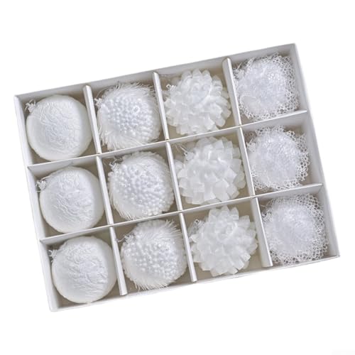 Weiße Weihnachtskugel-Ornamente, 12 Stück, bruchsicheres Schaumstoff-Material für Baum, Kranz, Girlande, Kaminsims und saisonale Tischdekoration Weiße Weihnachtskugel-Ornamente, 12 Stück, bruchsicheres Schaumstoff-Material für Baum, Kranz, Girlande, Kaminsims und saisonale Tischdekoration von wenyouya