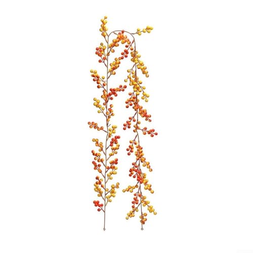 Wenyouya Künstliche rote Beeren-Girlande, hängende Reben, Beeren-Rebe mit roten Kernen für Weihnachten, Party, Dekoration, festliche DIY-Heimdekoration (gelb) von wenyouya