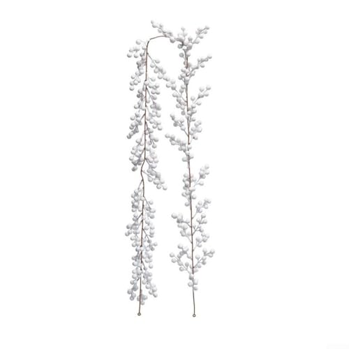 Wenyouya Künstliche rote Beeren-Girlande, hängende Reben, Beeren-Rebe mit roten Kernen für Weihnachten, Party, Dekoration, festliche DIY-Heimdekoration (weiß), 1,8 m von wenyouya