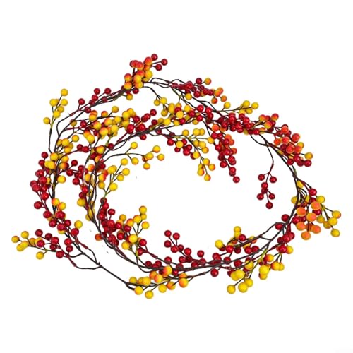 Wenyouya Künstliche rote Beeren-Girlande, hängende Reben, Beerenranke mit roten Kernen für Weihnachten, Party, Dekoration, festliche DIY-Heimdekoration (rot) von wenyouya
