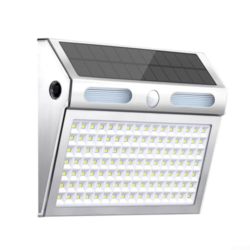 wenyouya 112 LED-Solar-Bewegungsmelder-Licht, 1,5 W, 4 Modi, Sicherheitslicht mit 2200 mAh Akku, IP65 wasserdicht, für Haustür, Garten, weißes, warmes Licht (weißes Licht) von wenyouya