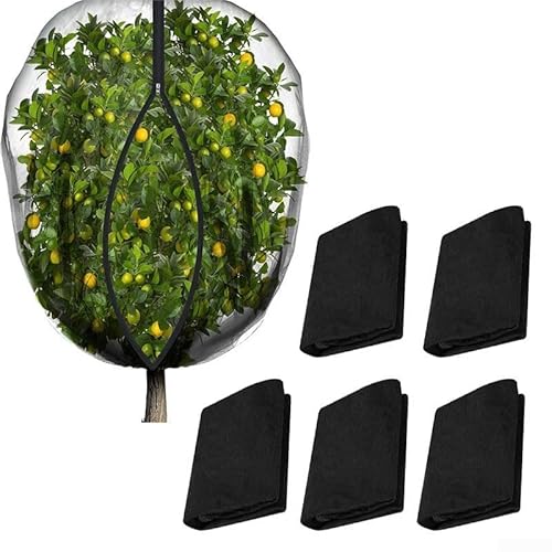 wenyouya 5er-Pack Gartenpflanzenabdeckungen – Schwarzes Schutznetz 0,8 x 1 m & 1 x 1,5 m Größen | Atmungsaktiver Pflanzenschutz für Obst/Blumen | UV-beständig & wetterfest von wenyouya