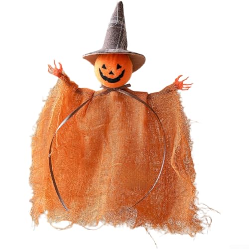 wenyouya Halloween-Dekorationen, Seide, Phantom, Hexe, Kürbis, hängende Ornamente, gruselige Party-Dekoration, leicht, schwarz, festlich, saisonales Display, Spukhaus-Zubehör, 20–23 cm (Kürbis) von wenyouya