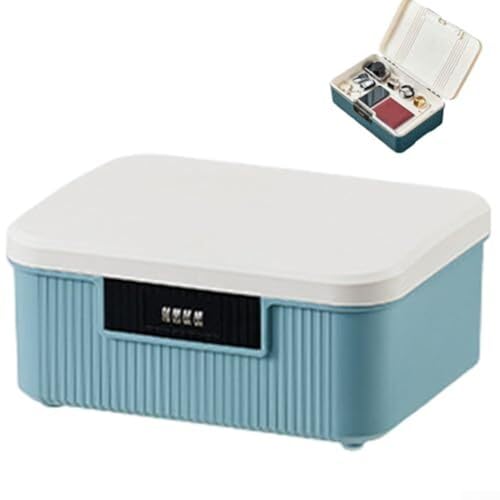 wenyouya Medizinbox mit sicherem Verschluss, 9 l, wasserdicht, mit Zahlenschloss, für Zuhause, Schule und Büro, Kunststoff-Organizer (blau) von wenyouya