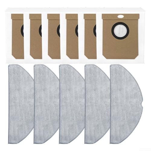 wenyouya Mikrofaser-Wischmopp-Pads und Staubbeutel, Ersatz-Set für Conga 8490 Roboter-Staubsauger – inklusive 5 Wischtücher + 6 Staubbeutel von wenyouya