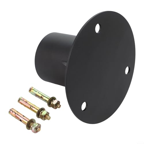 wenyouya Stahlpfostensockel, Bodenflanschhalterung, Kettenglied-Zaunstütze mit Hardware-Kit, für Gartenzaun/Lampe/Briefkastenpfosten (65–78 mm), robuste schwarze Halterung (78 mm) von wenyouya