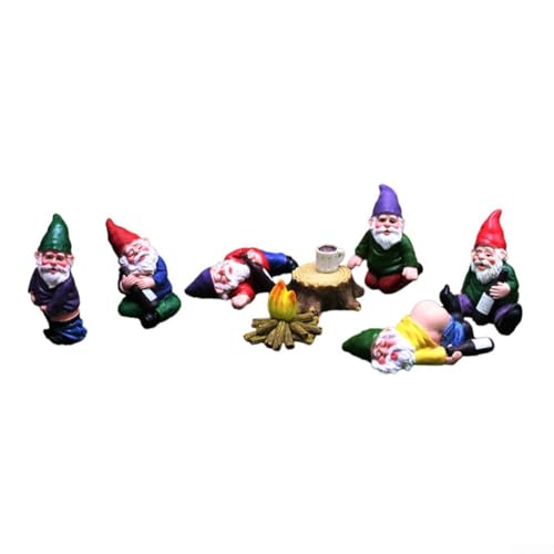 wenyouya Verzaubertes Gartenzwerg-Set aus Kunstharz, skurrile Outdoor-Dekoration für Gärten, Rasen, festliche Partys, wetterfeste Harz-Figuren (9-teiliges Set) von wenyouya