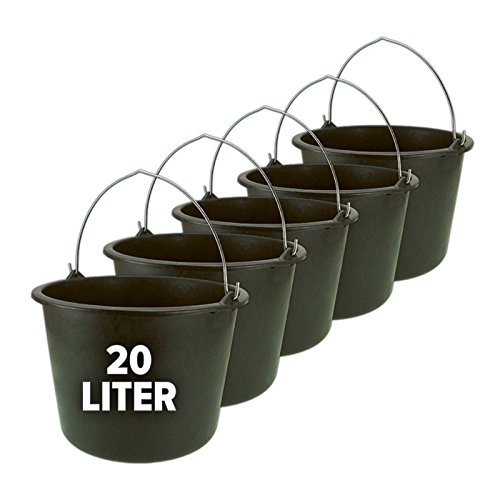 Eimer Baueimer Putzeimer Mit Henkel Schwarz 5er Set - 12 oder 20 Liter, Größe:20 Liter Eimer Baueimer Putzeimer Mit Henkel Schwarz 5er Set - 12 oder 20 Liter, Größe:20 Liter von werkstatt-king