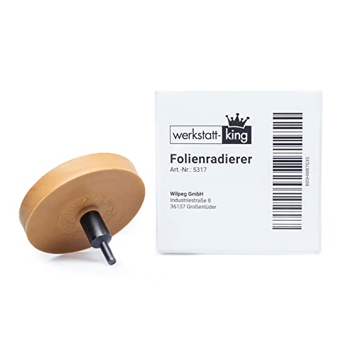 Folienradierer inkl. Adapter - Für alle handelsübliche Bohrmaschinen, Akku-Schrauber, Geradschleifer geeignet - Zierfolien, Aufkleber und Kleberückstände entfernen von Wilpeg