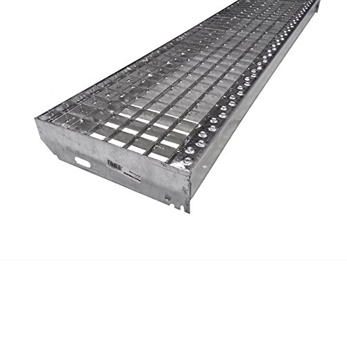 Gitterroststufe - 1000 x 270mm - rutschhemmende Sicherheitsantrittskante - Maschenweite 30 x 10 - Tragstab 20/1,5mm von werkzeugbilligercom
