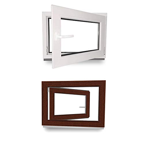 Kellerfenster - Fenster - Dreh- & Kippfunktion - innen weiß/außen mahagoni - BxH: 100 x 80 cm - 1000 x 800 mm - DIN Rechts - 2 fach Verglasung - 60 mm Profil Kellerfenster - Fenster - Dreh- & Kippfunktion - innen weiß/außen mahagoni - BxH: 100 x 80 cm - 1000 x 800 mm - DIN Rechts - 2 fach Verglasung - 60 mm Profil von JeCo