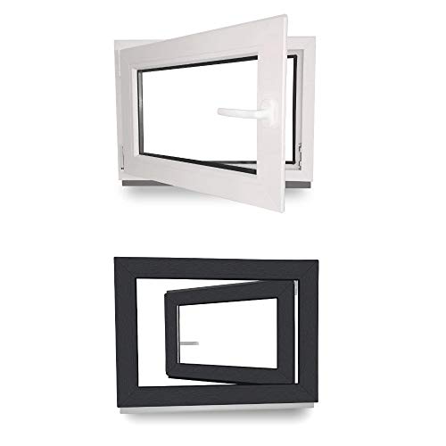 Kellerfenster - Kunststoff - Fenster - innen weiß/außen anthrazit - BxH: 70 x 50 cm - 700 x 500 mm - DIN Links - 2 fach Verglasung - 60 mm Profil Kellerfenster - Kunststoff - Fenster - innen weiß/außen anthrazit - BxH: 70 x 50 cm - 700 x 500 mm - DIN Links - 2 fach Verglasung - 60 mm Profil von JeCo
