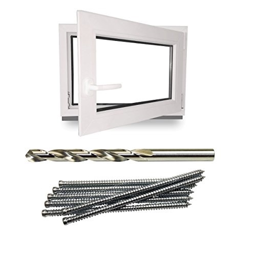 Kellerfenster - Kunststoff - Fenster - weiß - BxH: 100x60cm - BxH: 10000x600 mm - Rechts + Schrauben + Bohrer von werkzeugbilligercom