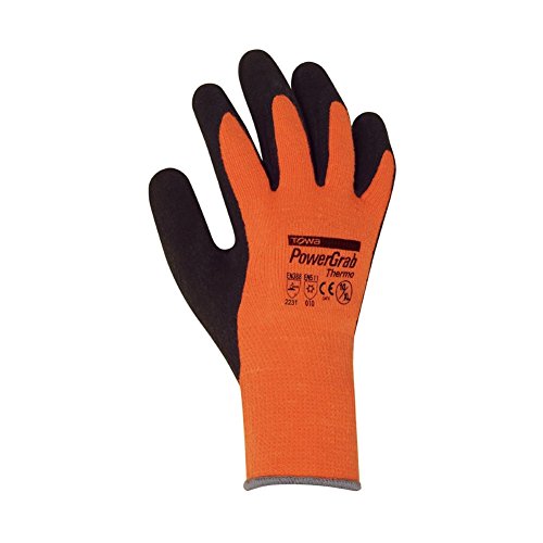 Winterhandschuhe - 12 Paar - PowerGrab Thermo - Montagehandschuhe - Handschuhe - Arbeitshandschuhe - Schutz nach EN 388 und EN 511 - Größe 8 - Farbe: orange/schwarz von werkzeugbilligercom