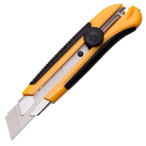 werkzeugundzubehoer_com Cutter 25 mm Magnetischer Handgriff Gummi Kunststoff Klingelbreite 25 mm Abbrechmesser Universalmesser von werkzeugundzubehoer_com