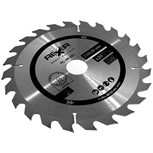 Hartmetall - Kreissägeblätter Ø 210 mm, Bohrung Ø 30 mm, mit 24, 40, 60, 80 Zähnen, Reduzierstück: 30/25,4-20 - 16 mm (24 Zahnanzahl) von werkzeugundzubehoer_com