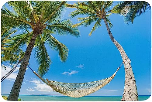 Fussabstreifer Hängematte Mit Palmen Am Strand Urlaub Resort Konzept Stilvoll Fussmatte Außen Wetterfest Türmatte Antistatisch Innen Fussmatte Für Teppich Büro 40×60Cm von wesdfrrrrt