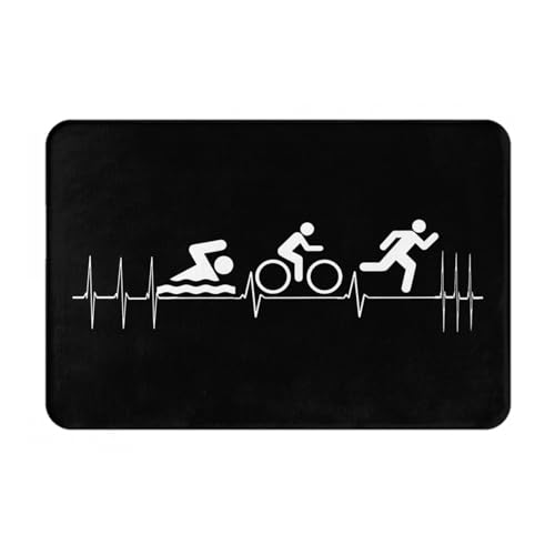 Fußmatte Triathlon-Herzschlag Fußabstreifer Waschbar Schuhmatte Strapazierfähige Willkommen Fußmatte Für Haustür Flure 40×60Cm von wesdfrrrrt