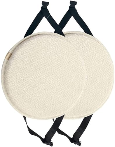 wesjmkh Durchmesser 30 Cm/33 Cm/35 Cm/40 Cm/45 cm,Runde Stuhlkissen for Hocker, Runde Sitzkissen for Küche Und Esszimmer, Runde Stuhlpolster for Hohe Hocker Mit Bändern(White,40cm(2packs)) von wesjmkh