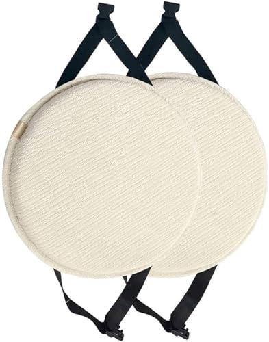 wesjmkh Packung Mit 1/2/4 Runden Stuhlkissen for Hocker, 1/2/4 Packungen Sitzkissen for Küche Und Esszimmer, Stuhlpolster-Set for Hohe Hocker Mit Bändern(White,33cm(2packs)) von wesjmkh
