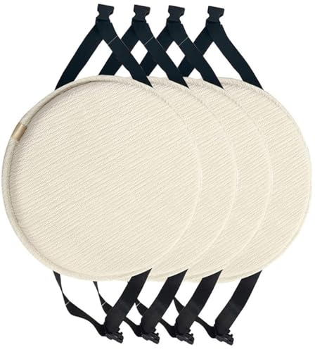 wesjmkh Packung Mit 1/2/4 Runden Stuhlkissen for Hocker, 1/2/4 Packungen Sitzkissen for Küche Und Esszimmer, Stuhlpolster-Set for Hohe Hocker Mit Bändern(White,35cm(4packs)) von wesjmkh
