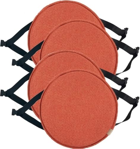 wesjmkh Stuhlpolster for Hohen Hocker Mit Bändern, 1/2/4 Packungen Runde Hockerkissen, Rundes Stuhlkissen, Sitzkissen for Esszimmer Und Küche Mit Bändern(Golden Orange,30 * 3cm(4packs)) von wesjmkh
