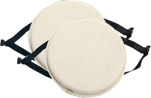 wesjmkh Stuhlpolster for Hohen Hocker Mit Bändern, 1/2/4 Packungen Runde Hockerkissen, Rundes Stuhlkissen, Sitzkissen for Esszimmer Und Küche Mit Bändern(White,30 * 3cm(2packs)) von wesjmkh