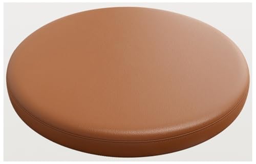 wesjmkh Wasserdichtes Leder Rundes Stuhlkissen, 4,5cm Memory Foam Sitzkissen Rundes Kissen Mit Abnehmbarem Bezug Und Rutschfester Unterlage(Coffee,Diameter 40cm) von wesjmkh