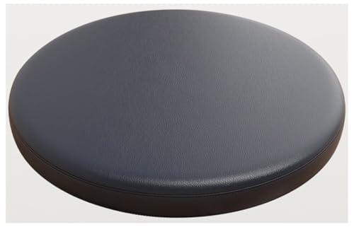 wesjmkh Wasserdichtes Leder Rundes Stuhlkissen, 4,5cm Memory Foam Sitzkissen Rundes Kissen Mit Abnehmbarem Bezug Und Rutschfester Unterlage(Dark Blue,Diameter 30cm) von wesjmkh