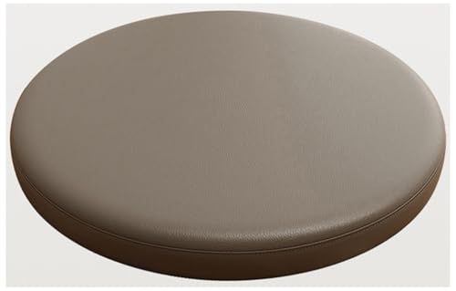 wesjmkh Wasserdichtes Leder Rundes Stuhlkissen, 4,5cm Memory Foam Sitzkissen Rundes Kissen Mit Abnehmbarem Bezug Und Rutschfester Unterlage(Dark Brown,Diameter 40cm) von wesjmkh
