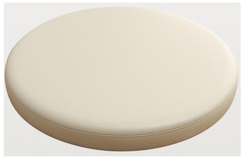 wesjmkh Wasserdichtes Leder Rundes Stuhlkissen, 4,5cm Memory Foam Sitzkissen Rundes Kissen Mit Abnehmbarem Bezug Und Rutschfester Unterlage(Dark beige,Diameter 40cm) von wesjmkh