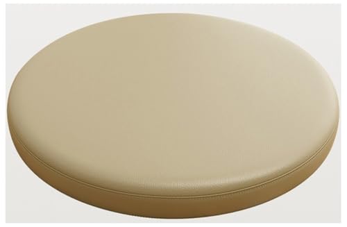 wesjmkh Wasserdichtes Leder Rundes Stuhlkissen, 4,5cm Memory Foam Sitzkissen Rundes Kissen Mit Abnehmbarem Bezug Und Rutschfester Unterlage(Light Brown,Diameter 35cm) von wesjmkh