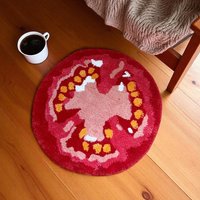Tomate Obst Tufting Teppich 60 X cm - Runde Rutschfeste Bad/Küchenmatte, Niedliches Kawaii Wohnkultur -Tomate Geschenk -Tufted Gemüse von westazon