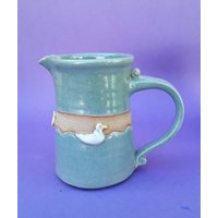 Großer Krug, Dekoriert Mit Enten Auf Dem Wasser, Handgedrehte Keramik, Steingut, Fassungsvermögen Ca von westgreenpottery