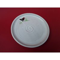 Servierplatte Mit Schwarzer Henne Für Kuchen, Kekse Etc. Ca. 15 cm Durchmesser Handgedrehte Steinzeug Keramik von westgreenpottery