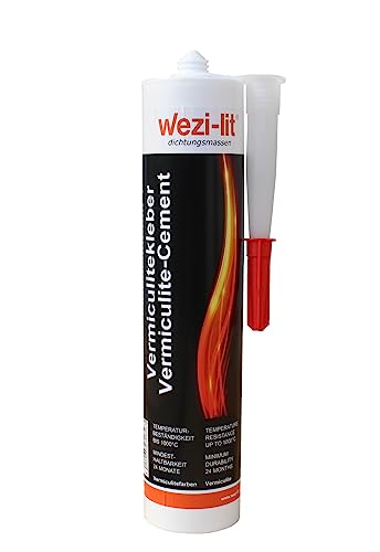 wezi-lit Vermiculitekleber Wasserglas-Basis 310ml hitzebeständig bis 1000° Dichtmasse hitzebeständig Ofenkitt hochtemperatur von wezi-lit