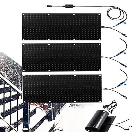 wgzixezn Beheizte Schnee-Schmelzmatten, 25,4 x 76,2 cm, rutschfeste Gummi-beheizte Matte mit Netzkabel für Eingänge, Hitzespur, Schneeschmelzmatten, Außentreppen, rutschfeste Winterentfernung und von wgzixezn