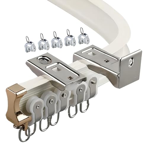 whalebee Flexible Vorhangschiene, Biegsam Gardienenschiene Gute Zähigkeit Schienensystem Wand-/Deckenmontage Vorhangstange Benutzerdefinierte Größe Verfügbar Mit Leisen Rollen Gardinenstangen von whalebee