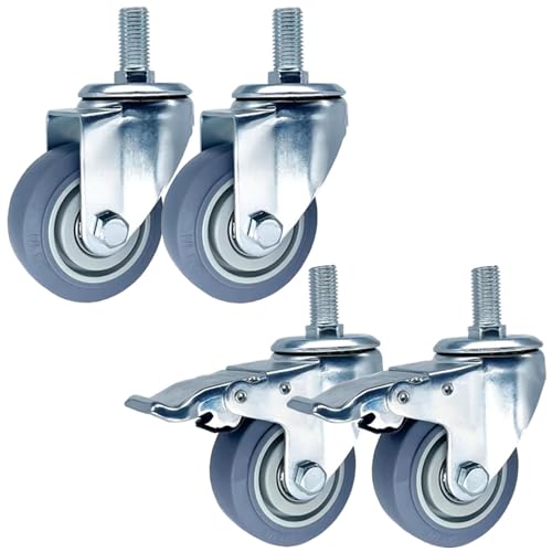 Leise Gummirollen M14 M16 M20×30mm Gewinde Vorbau Lenkrollen, 75/100 / 125mm Rollen 2 Mit Bremsen, 2 Ohne Bremsen, Keine Kratzer, Für Küchenwagen, Servierwagen, DIY Möbel Leise Gummirollen M14 M16 M20×30mm Gewinde Vorbau Lenkrollen, 75/100 / 125mm Rollen 2 Mit Bremsen, 2 Ohne Bremsen, Keine Kratzer, Für Küchenwagen, Servierwagen, DIY Möbel von whalebee