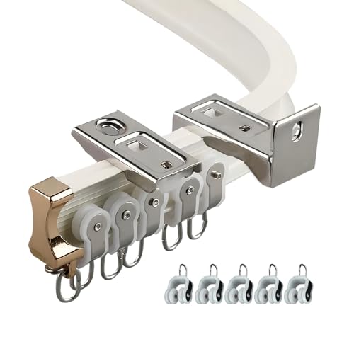 whalebee Vorhangschiene Biegbare Gardinenstange Gebogene Leise Und Glatt Flexibel Schienensystem Leicht Zu Biegen 1-6.5M Wand-/Deckenmontage Leicht Zu Montieren Mit Zubehör Vorhangstange von whalebee